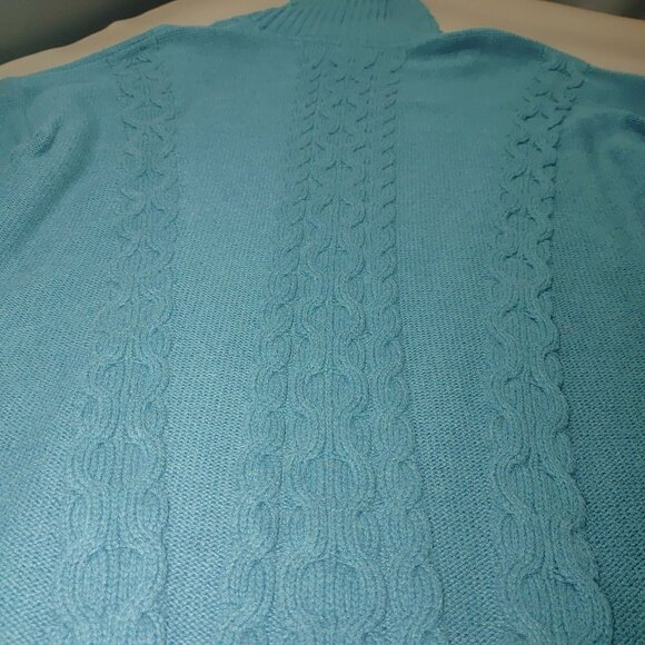 XL Sweater Teal L.L.Bean Womens  Cotton Cable Knit Turtleneck - Picture 8 of 10